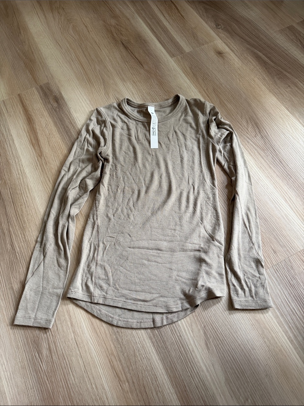 lululemon athletica Ribbed Crewneck Top in Tan